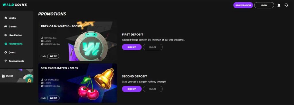 wildcoins casino promotions